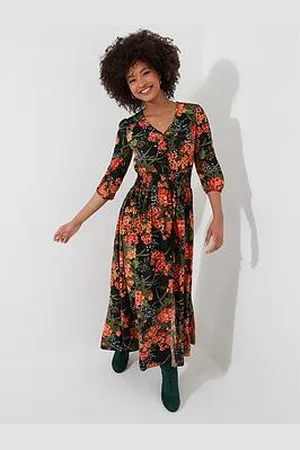 Joe Browns Petite Sienna Floral Midi Dress - Black