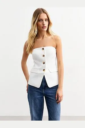 New Look Button Front Bandeau Waistcoat