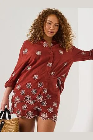 Very Embroidered Floral Shirt Co-Ord