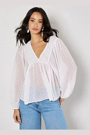 Apricot Dobby Chiffon Embellished Top