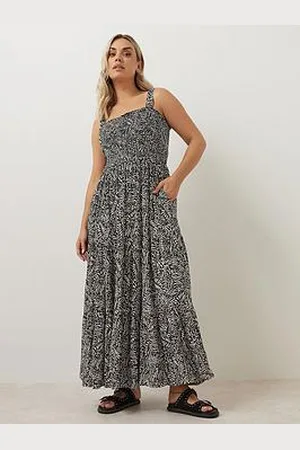 Yours Curve Shirred Strappy Maxi Dress