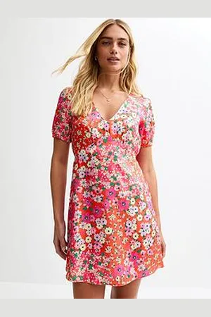 New Look Floral Print Satin Mini Dress