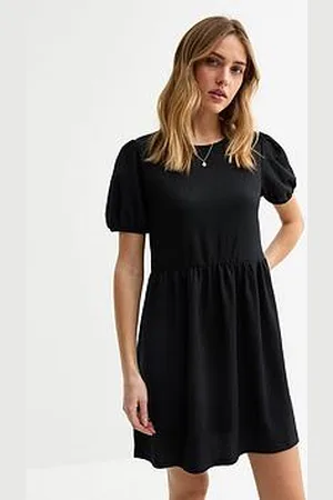 New Look Bow Back Crinkled Mini Smock Dress
