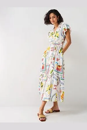 Forever New Jacqueline Puff Sleeve Tiered Midi Dress