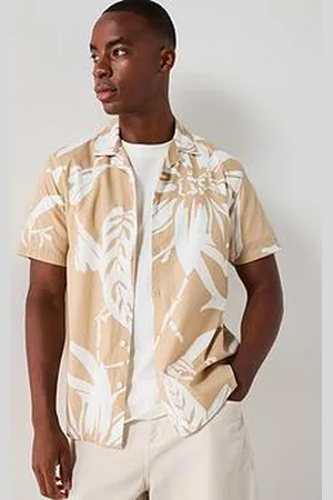 Very Man Short Sleeve Revere Leaf Print Shirt