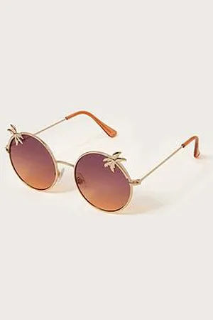 Monsoon Girls Palm Tree Round Metal Sunglasses