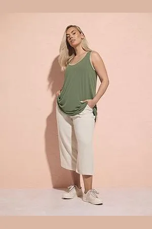 Yours Curve Cropped Linen Trouser