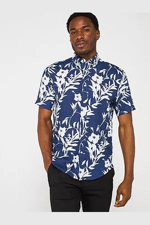 Tommy Hilfiger Regular Fit Linen Tropical Print Short Sleeve Shirt