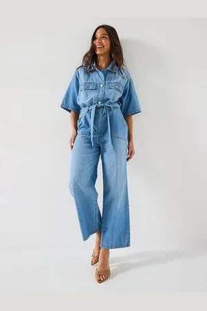Very Revere Collar Denim Jumpsuit