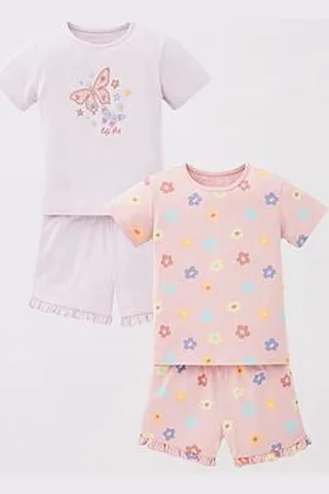 Very Girls 2 Pack Floral And Butterfly Short Pyjama Set