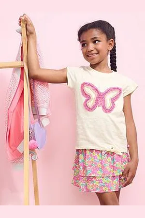 Hatley Girls Afterglow Butterfly Tie Front Short Sleeve T-Shirt