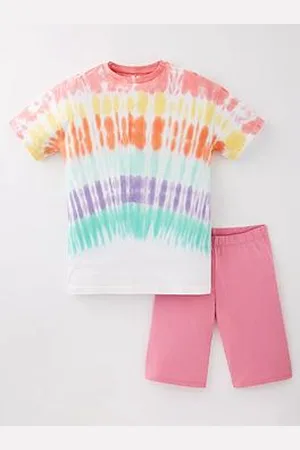 Very Girls Tie Dye Cycling Short And T-Shirt Set