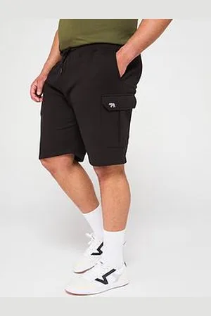 D555 Elasticated Waist Embroidery Detail Fleece Cargo Shorts