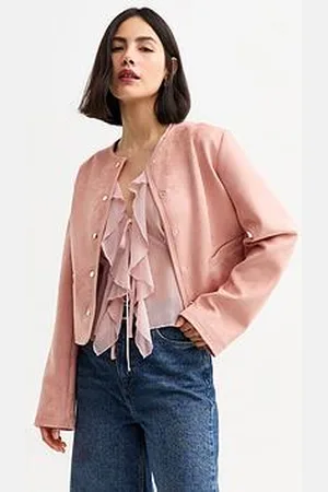 New Look Faux Suede Collarless Jacket