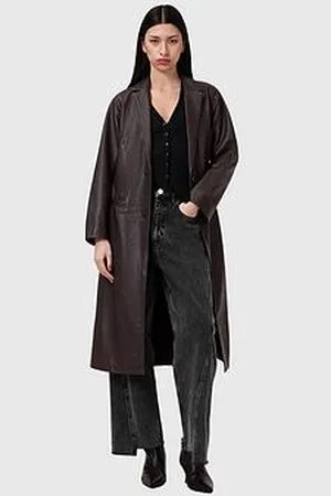 AllSaints Aire Long Line Leather Coat