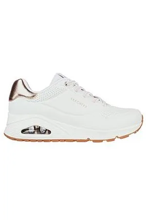 Skechers Uno Durabuck Metallic Trimmed Slip On Trainer - /Rose Gold Duraleather/Mesh Trim