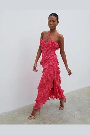 Pretty Lavish Aryana Jacquard Ruffle Midaxi Dress