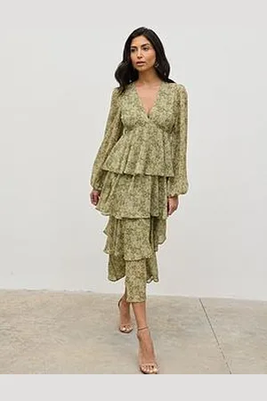 Pretty Lavish Ashton Ruffle Midaxi Dress - Abstract