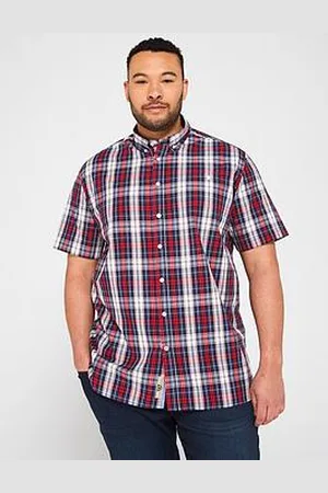 D555 Check Button Down Collar Short Sleeve Shirt