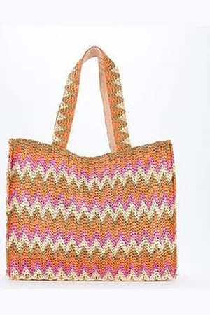 South Beach Straw Woven Shoulder Tote Bag