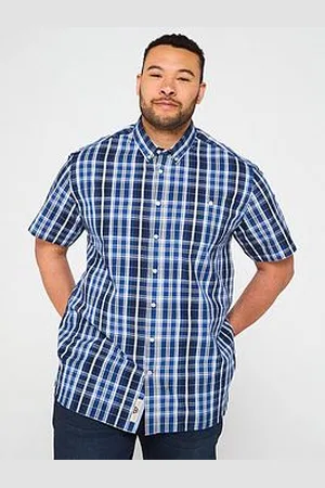 D555 Check Button Down Collar Short Sleeve Shirt