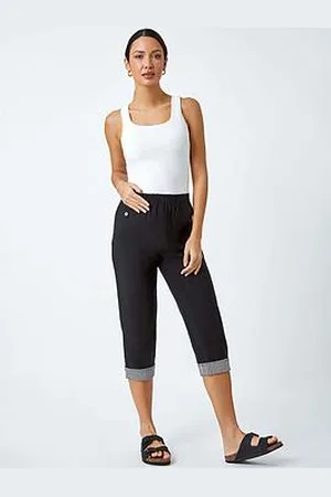 Roman Contrast Detail Cropped Stretch Trousers