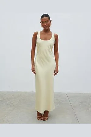 Pretty Lavish Evelyn Satin Slip Midaxi Dress - Lemon