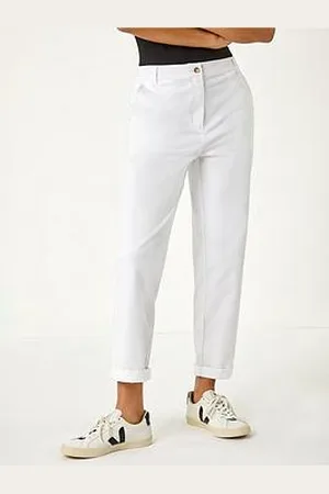 Roman Plain Cotton Chino Trousers - White