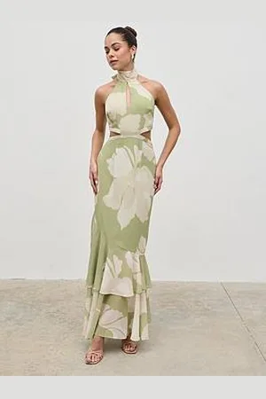 Pretty Lavish Nova Maxi Dress - Olive Floral
