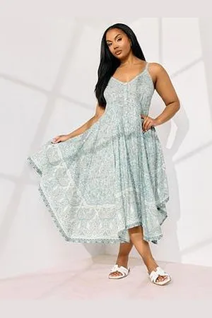 Yours Curve Hanky Hem Border Dress