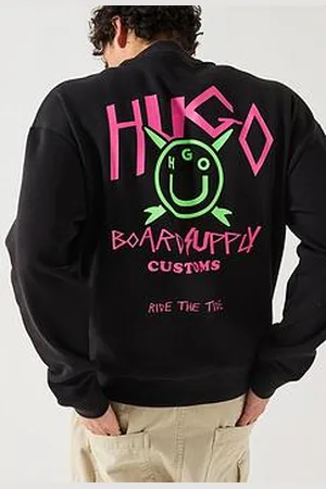 HUGO BOSS Blue Nigotil Neon Logo Back Print Sweatshirt