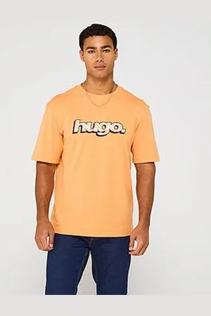HUGO BOSS Blue Nugibol Wavey Chest Logo T-Shirt - Orange