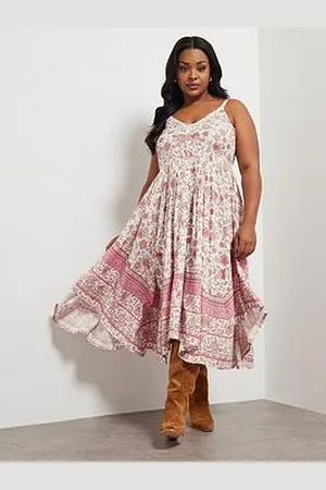 Yours Curve Hanky Hem Border Dress