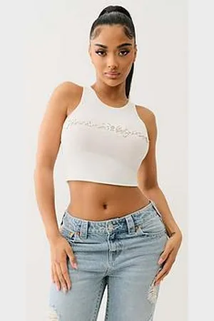 True Religion Crystal Logo Crop Tank