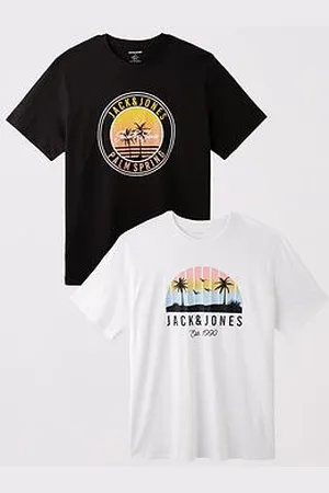 JACK & JONES Big Tall 2-Pack Palm Tree Print T-Shirt