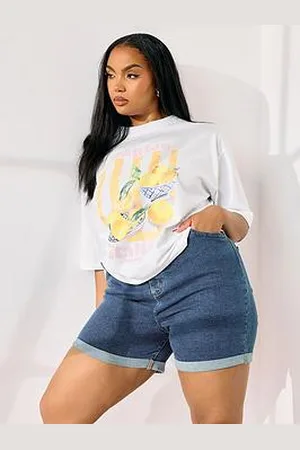 Yours Curve Elastic Waist Denim Short