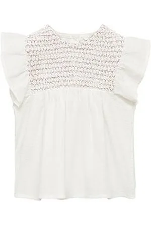 MANGO Younger Girls Embroidered Frill Blouse