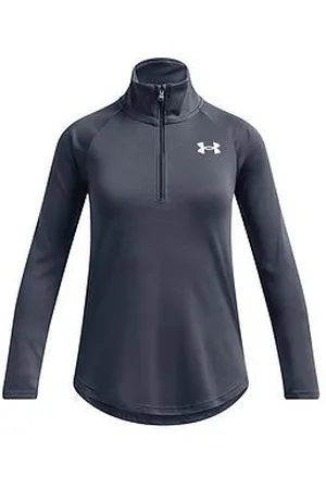 Under Armour Junior Girls Training Tech Graphic 1/2 Zip Top - Grey