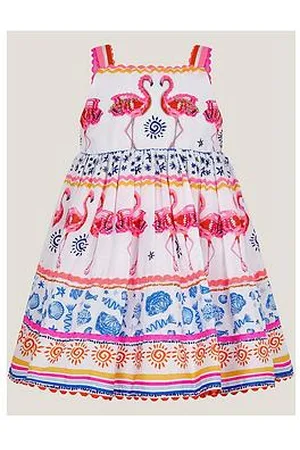 Monsoon Baby Girls Flamingo Print Mini Dress