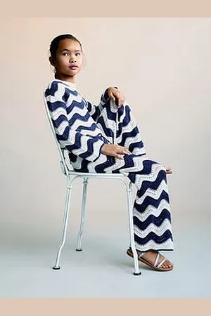 MANGO Girls Crochet Zig Zag Co-Ord Trousers