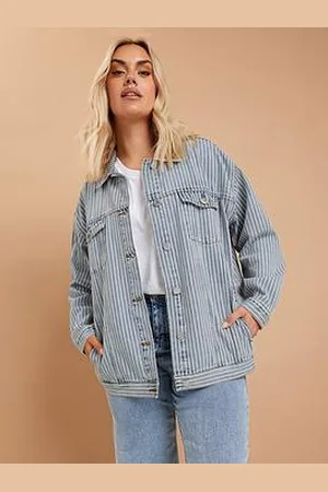 Yours Curve Pinstripe Denim Oversized Jacket