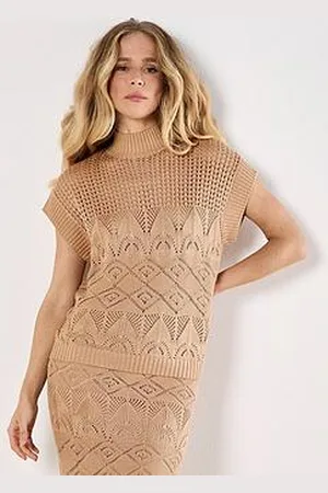 Apricot Mixed Knitted Pointelle Top