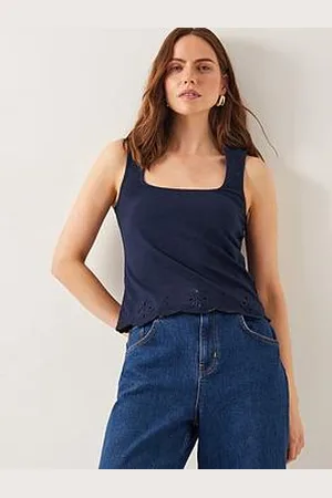 Monsoon Cara Cutwork Cami Top Blue