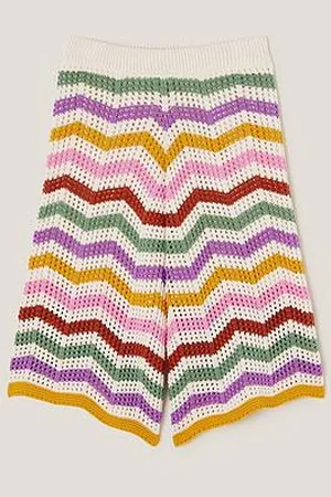 Monsoon Girls Zigzag Stripe Crochet Culotte Trousers