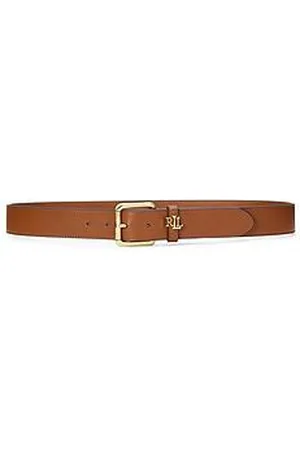 Ralph Lauren Logo Keeper Leather Belt - Tan