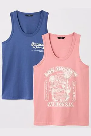 Very Man 2 Pack Printed Vests - Blue/Pink