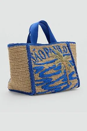 MANGO Girls Straw Shoulder Bag