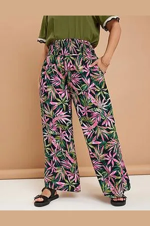 Yours Curve Shirred Waist Wide Leg Trouser