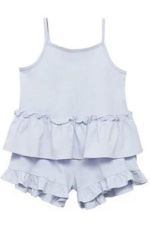 MANGO Younger Girls Frill Strappy Shortie Pyjamas