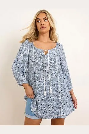 Yours Curve Gypsy Long Sleeve Ditsy Top